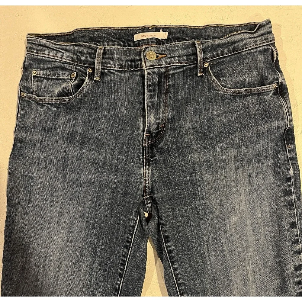 Levi's Jeans Mens 30x32 Blue 505 Regular Fit Straight Leg‎ Cotton Denim Pants